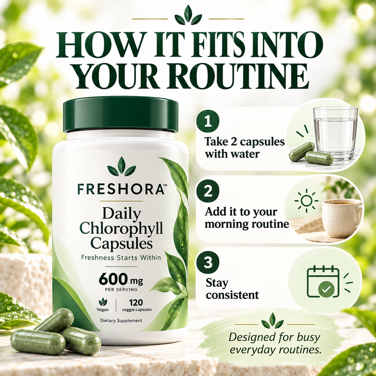 Freshora™ - Daily Chlorophyll Capsules 600mg
