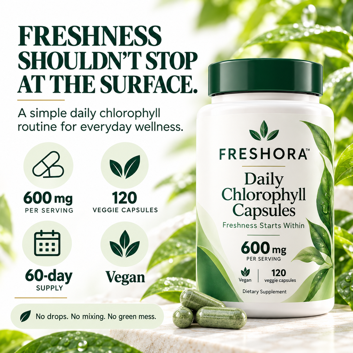 Freshora™ - Daily Chlorophyll Capsules 600mg