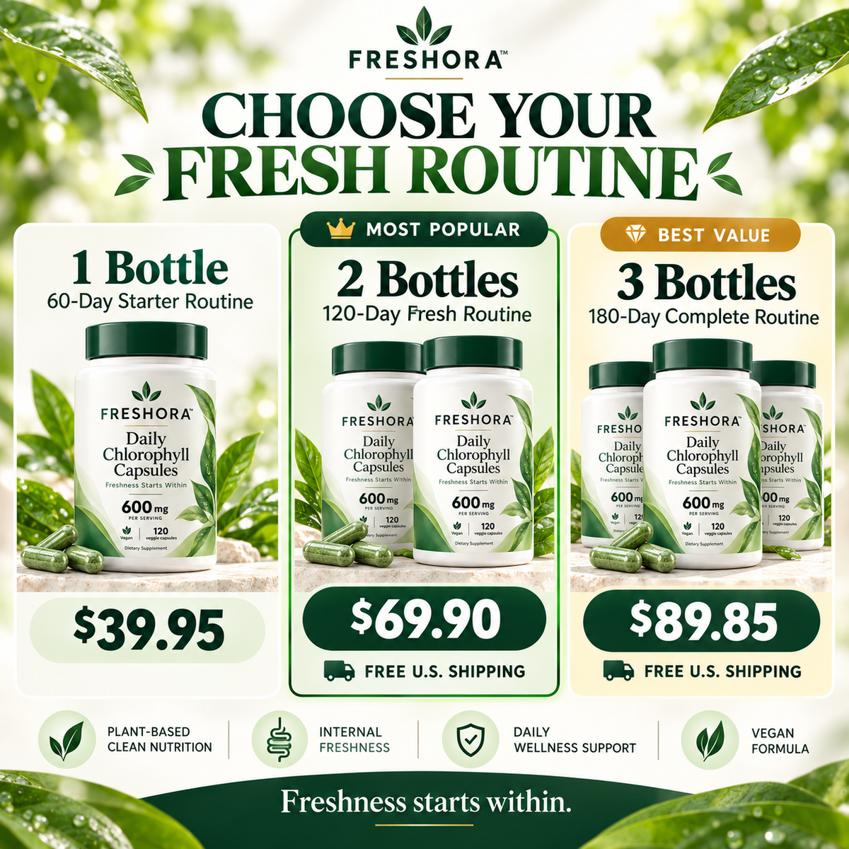 Freshora™ - Daily Chlorophyll Capsules 600mg